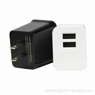 USB Wall Charger Adapter, 100-240V Input and DC 5.0V/2.1A Output
